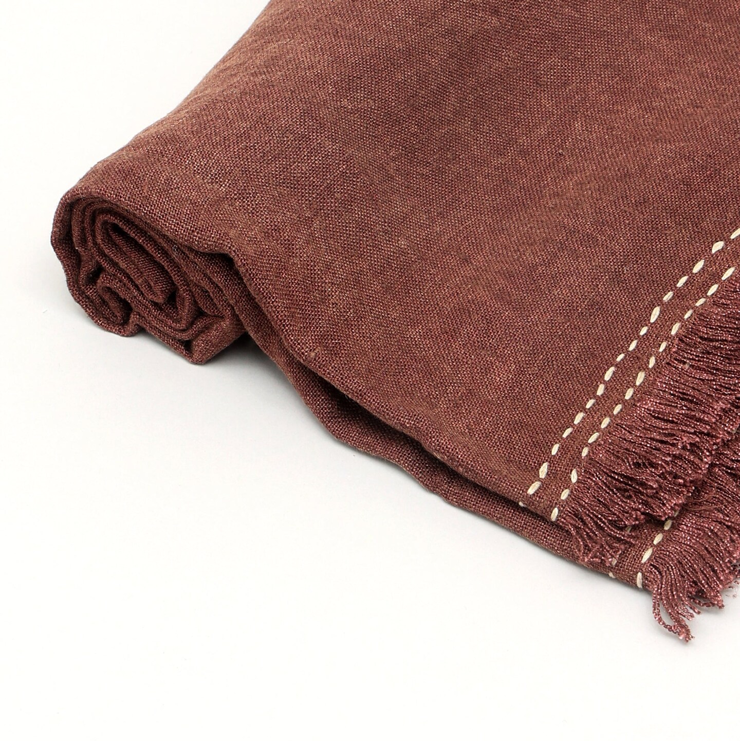 Stonewashed Linen Woven Throw Blanket | Fringe | 52” x 68” | Cozy Decorative Throw