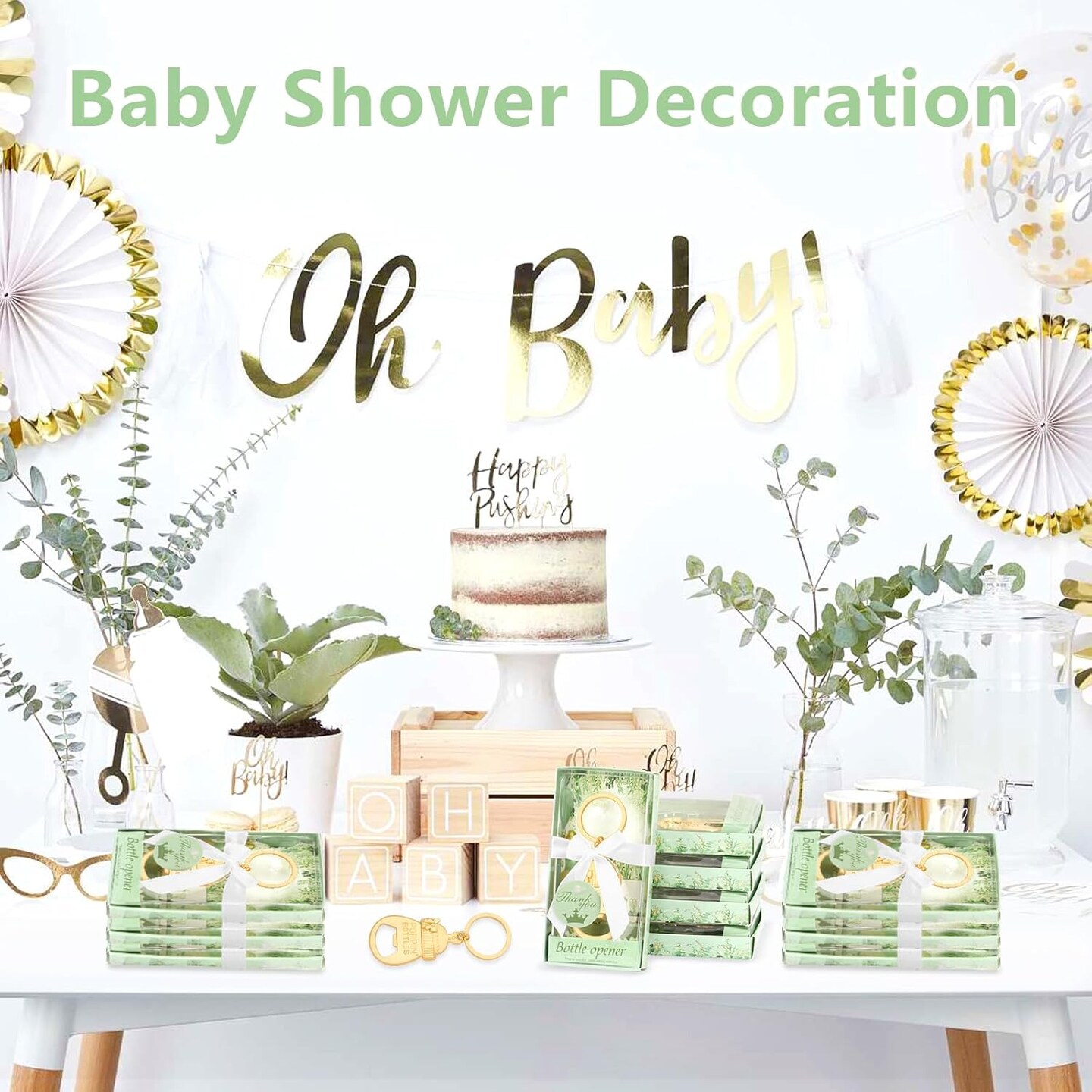 50Pcs Popping Bottle Openers Baby Shower Party Favors for Guests Bottle Opener Keychain Decorations and Souvenirs with Gift Box, for Gender Reveal Return Giveaways