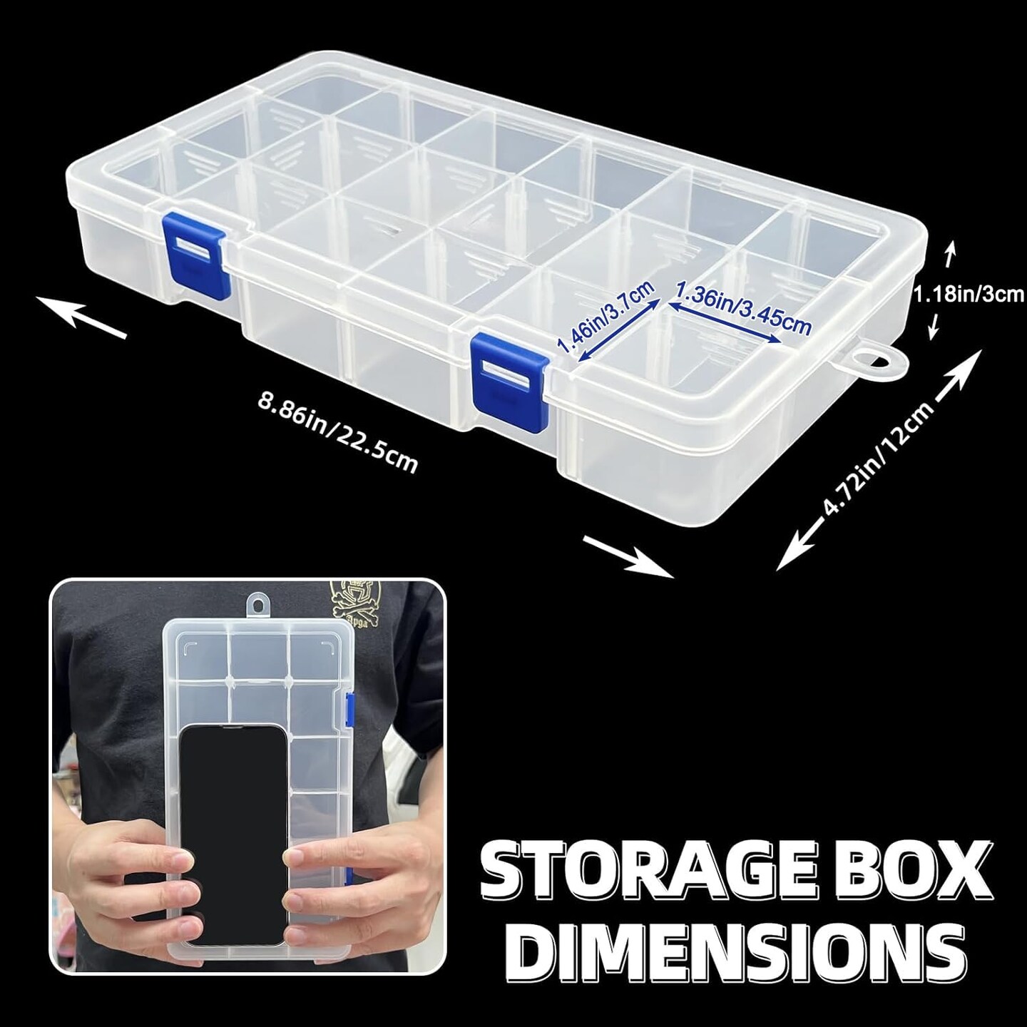 Plastic Organizer Container Storage Box Adjustable Divider Removable Grid Compartment for Jewelry Beads Earring Tool Fishing Hook Small Accessories(18 grids, Pink X 2)
