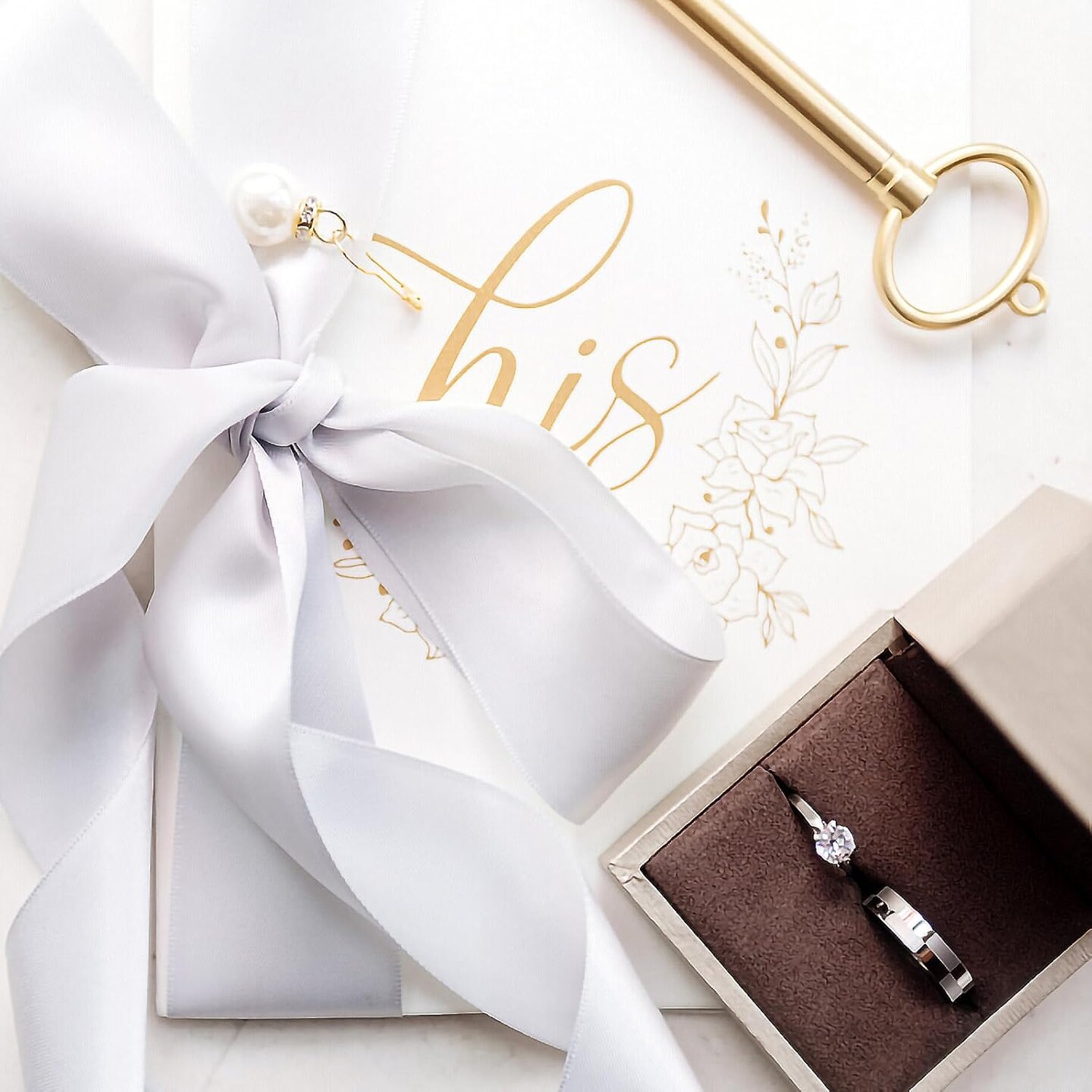 1 Inch Double Face Satin Ribbon White, 25Yards Craft Fabric Ribbon