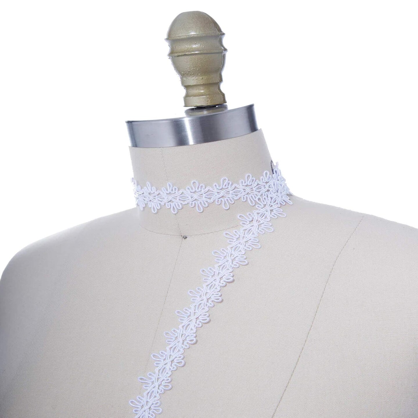 1 Yard White Upholstery Gimp Trim 1&#x22; Braided French Gimp Braid for Upholstery, Costumes, DIY &#x26; Crafts