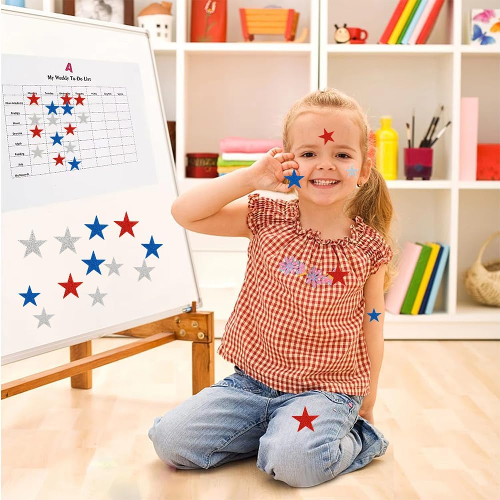 Foam Star Stickers, 100 PCS 4th of July Foam Stickers for Kids Crafts