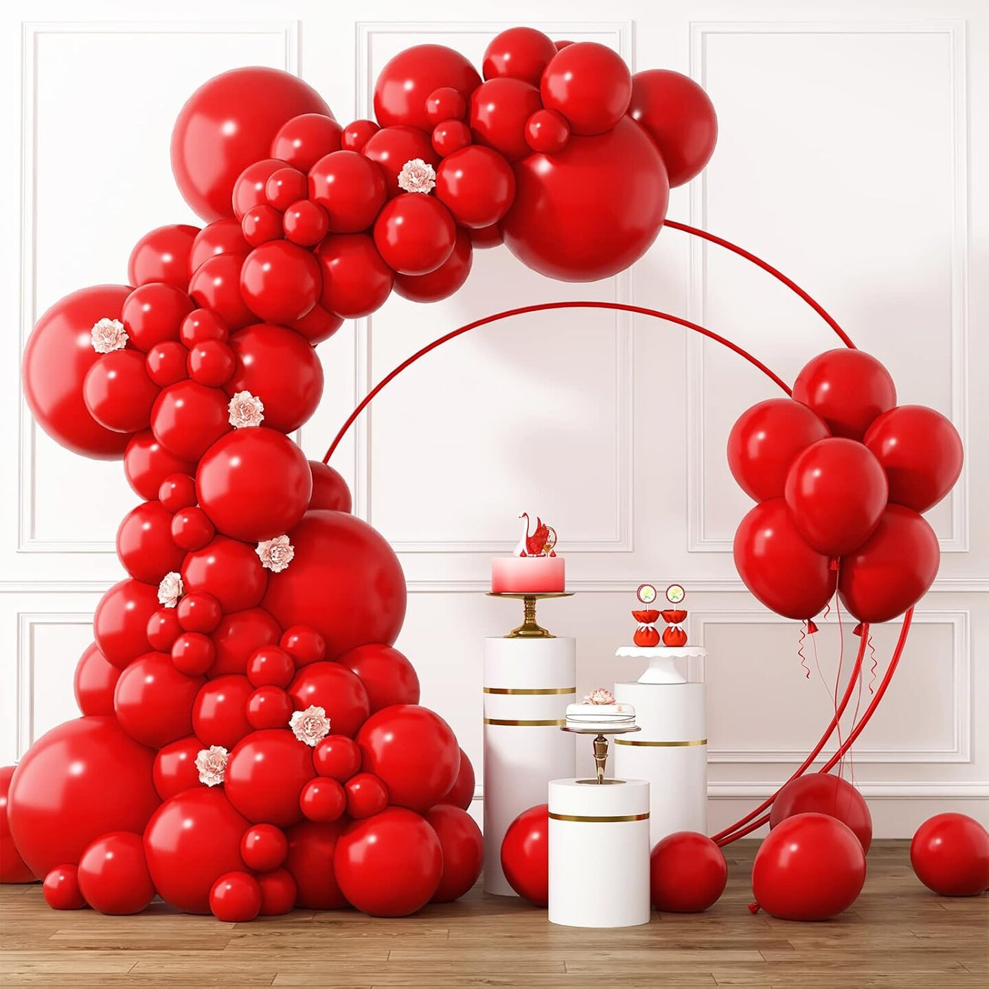 Red Balloons, Different Sizes 105pcs 5/10/12/18 Inches for Garland Arch, Latex Balloons