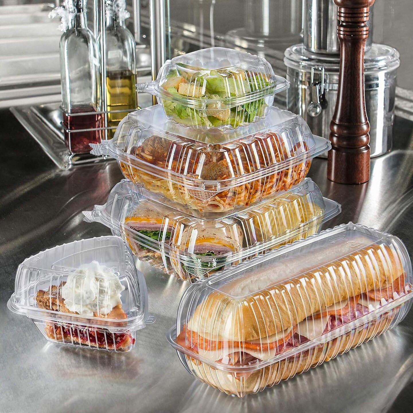 15 Count Clear Heavy Duty Hinged Containers 6 Inch Food Grade
