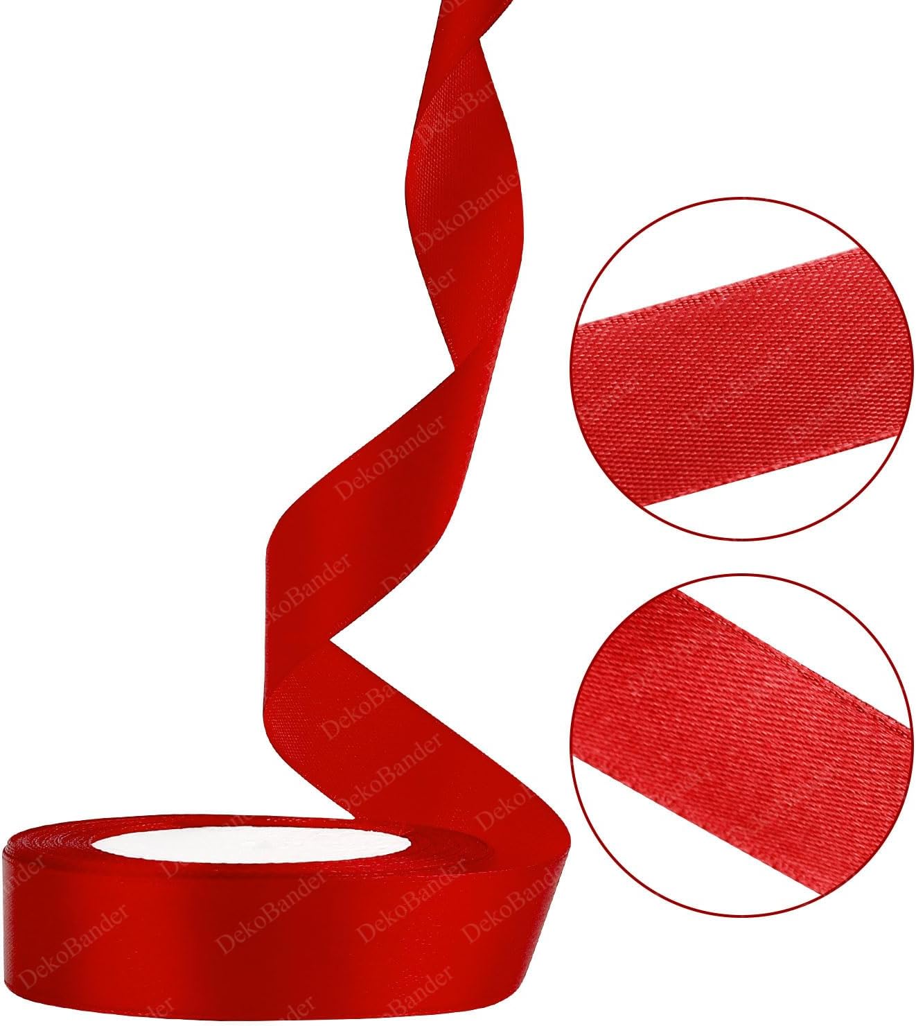 Red Solid Satin Ribbon - 1Inch x 25 Yards Silk Fabric Ribbons