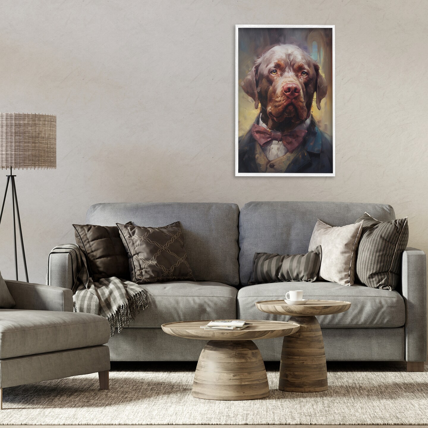 Stupell Industries Dog in Timeless Suit Fashion Framed Giclee Design by Wumples