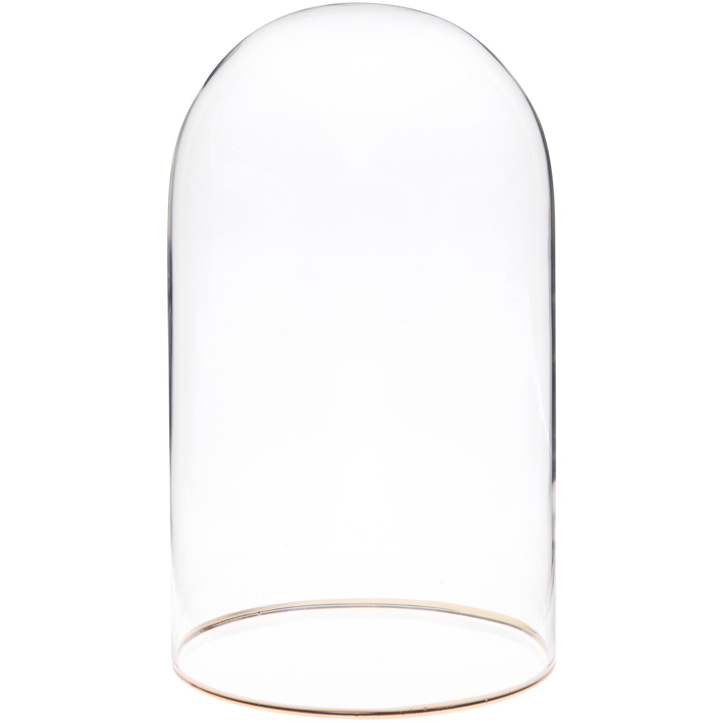 Plymor 4" x 7" Glass Display Dome Cloche with Gold Rim (no Base)