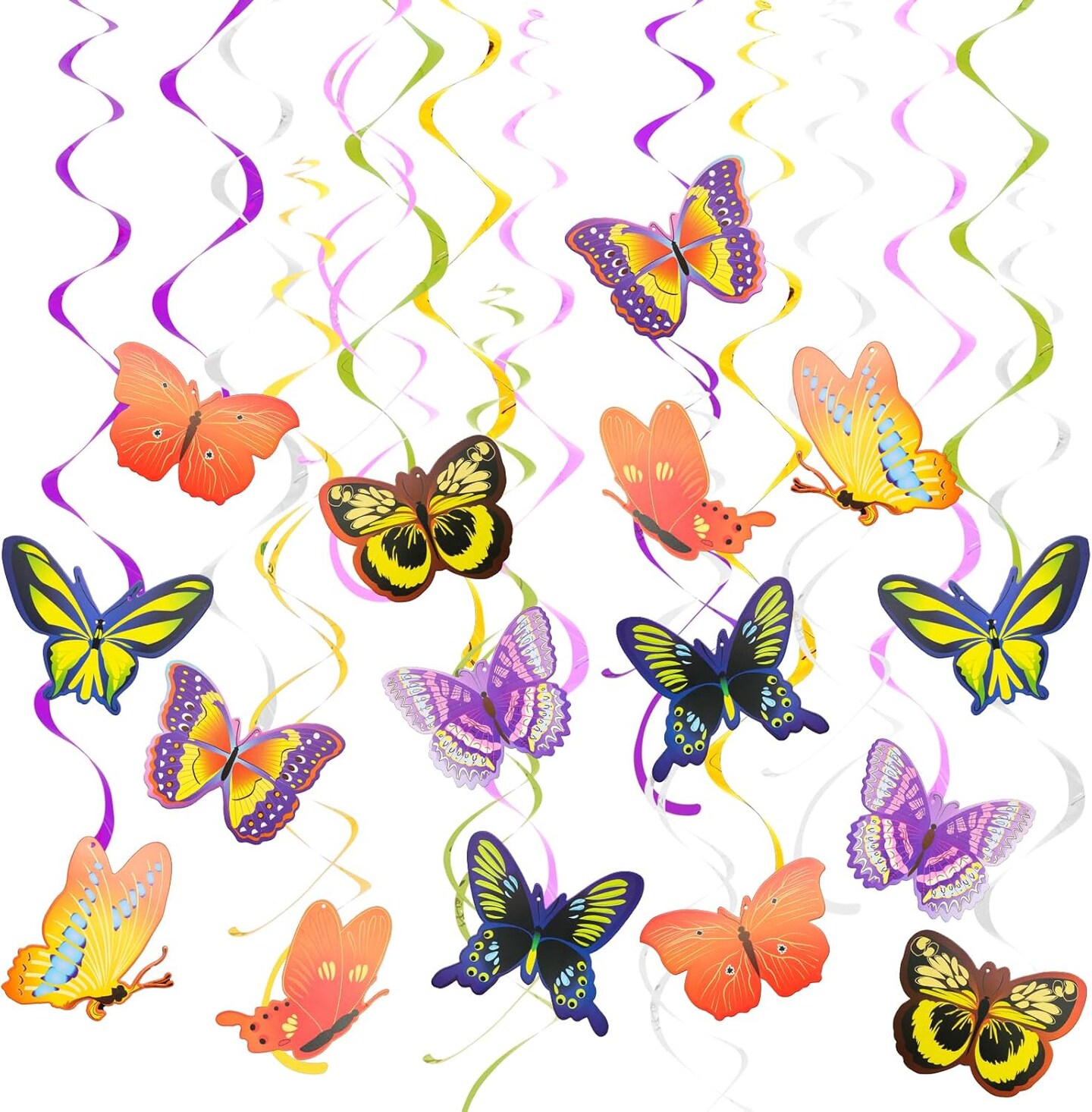 46Pcs Butterfly Hanging Swirl Decoration Hanging Butterfly Party Decoration for Spring