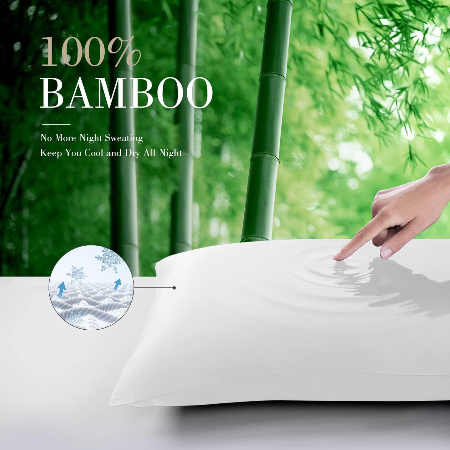 Cooling Queen Pillow Cases Set of 2 Breathable Cool Silky Soft Rayon Derived from Bamboo Fabric, Moisture Wicking for Hot Sleepers,Hair and Skin Friendly,White,2 Pack,20x30IN