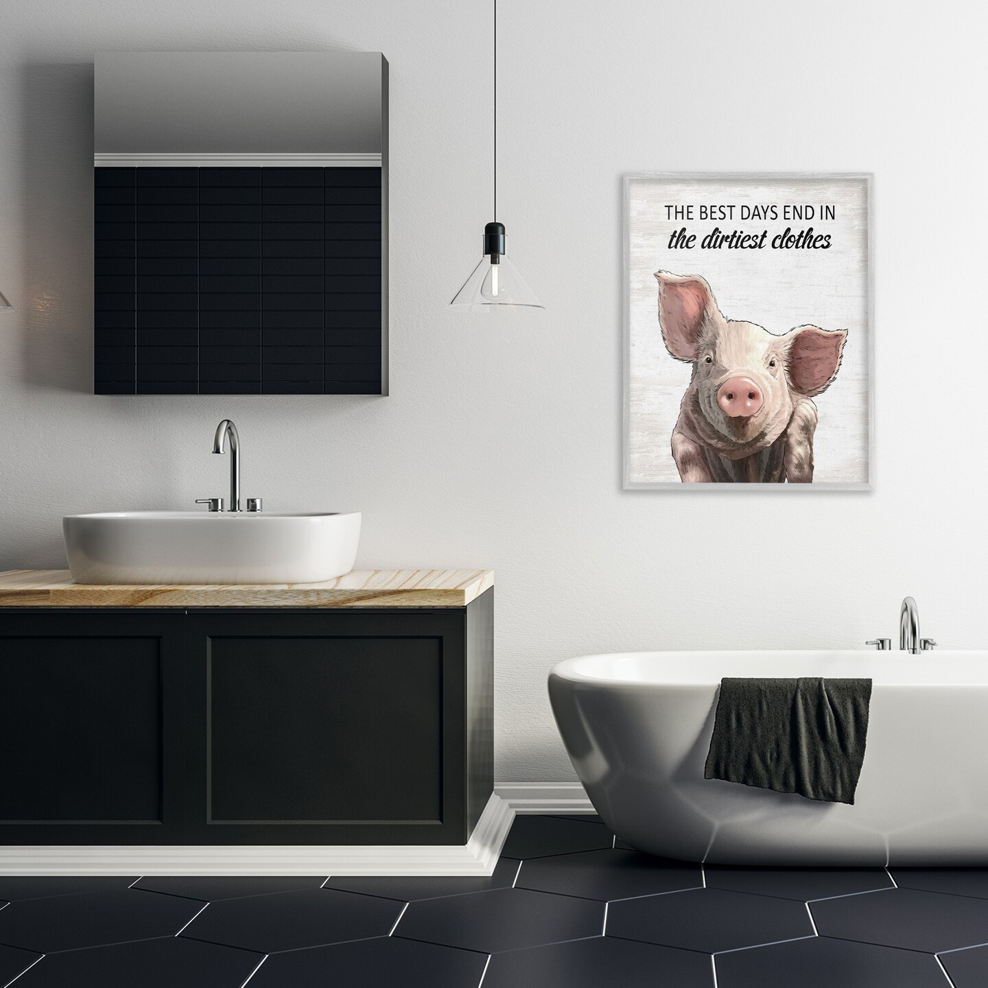 Stupell Industries Best Days & Dirtiest Clothes Pig Framed Giclee Design by Lettered and Lined