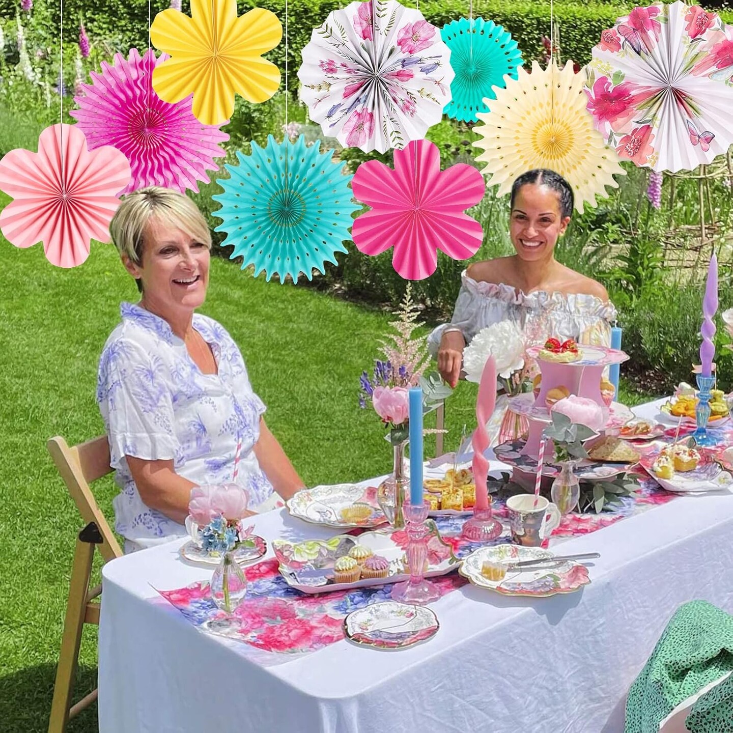 Summer Paper Flowers Decorations for Wall Tea Party Decoration Paper Fans Classroom Decoration Paper Floral Backdrop Decor Paper Fans Decoration Flower Wall Decor