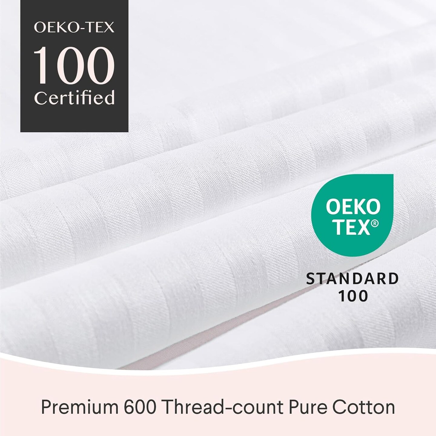 100% Cotton Pillow Protectors, Standard Size (20x26), 2 Pack, Oeko-TEX Certified, Hotel Grade Pillow Cover with Silent Zipper