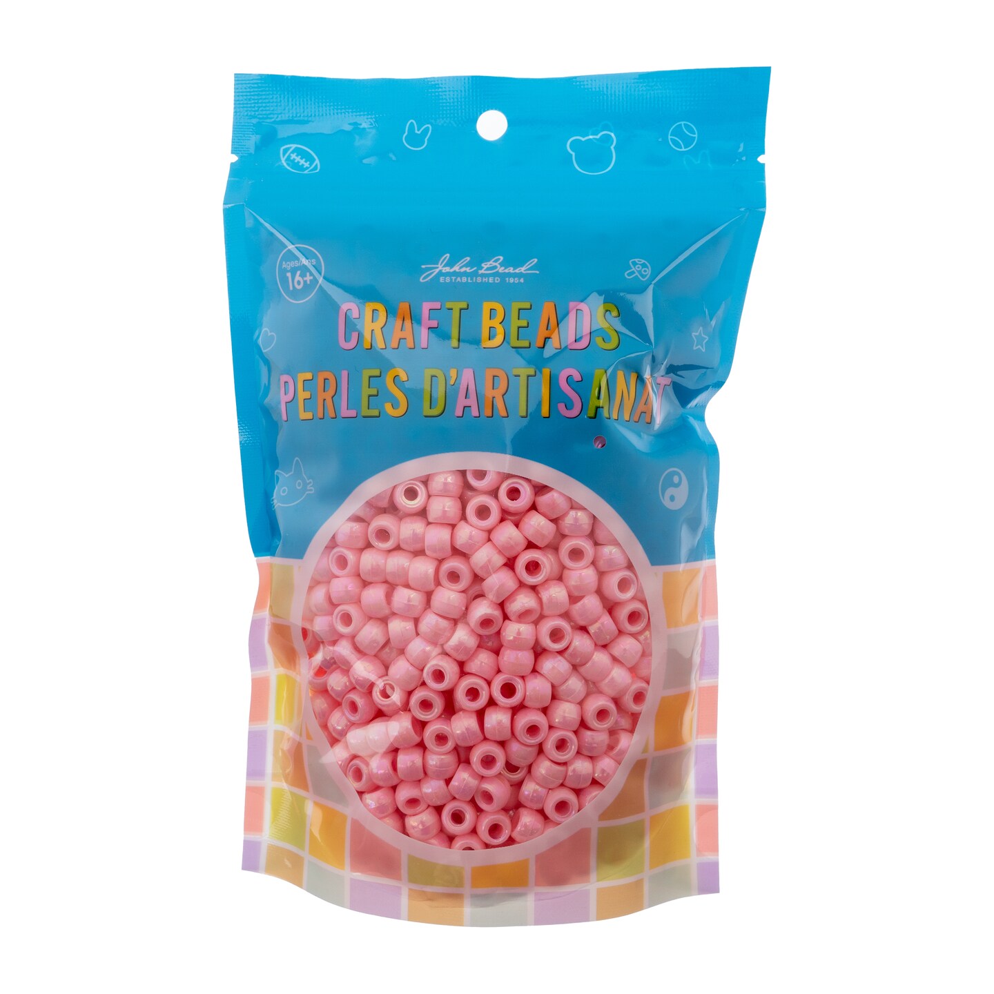 John Bead 9mm Opaque AB Plastic Pony Beads, 1000pcs