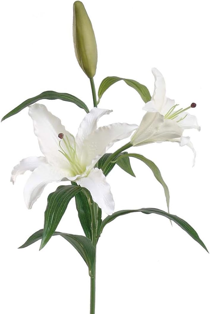 Exquisite 34-Inch Cream Casablanca Lily Set of 12 - Elegant Floral Decor for Home, Weddings & Events, Floral Home by Artificial Flowers