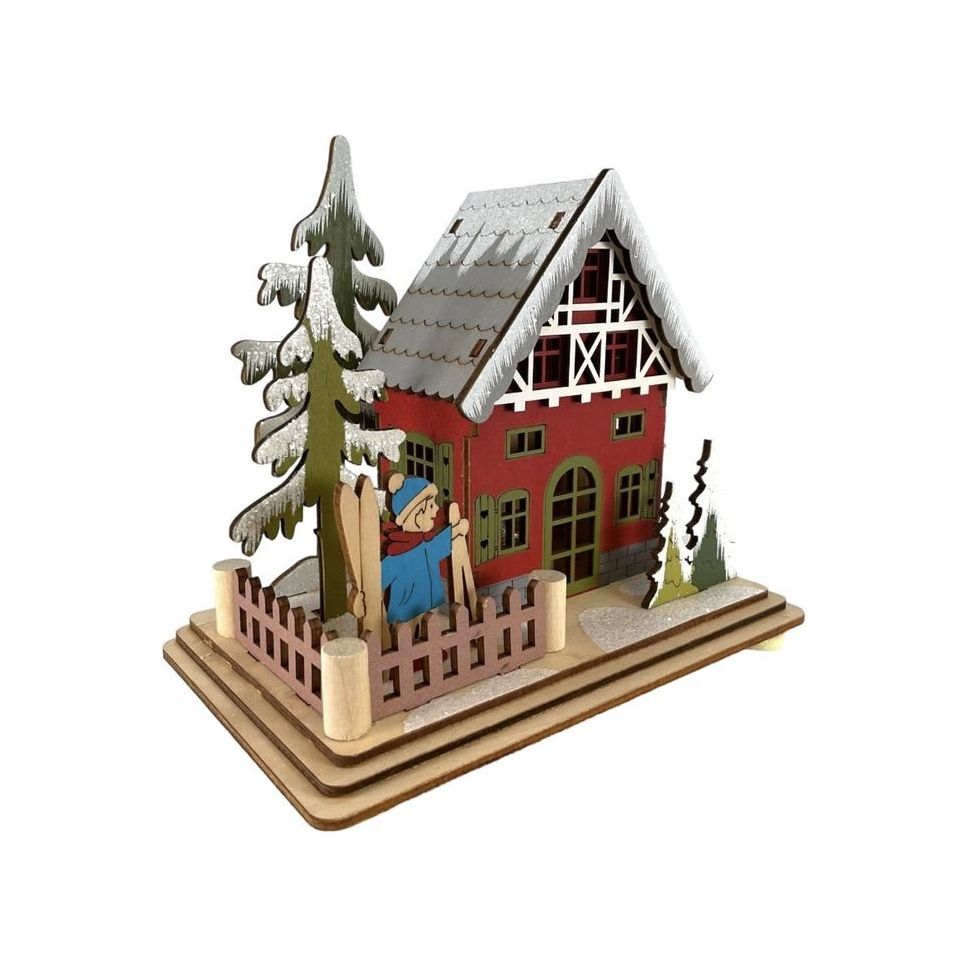 6&#x22; Lighted Laser Cut Wood Houses