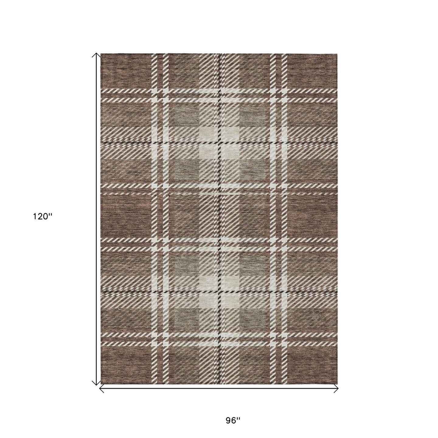 Edge Collections - 8' x 10' - Brown - Plaid Washable Area Rug for Indoor and Outdoor Use - 1 Piece