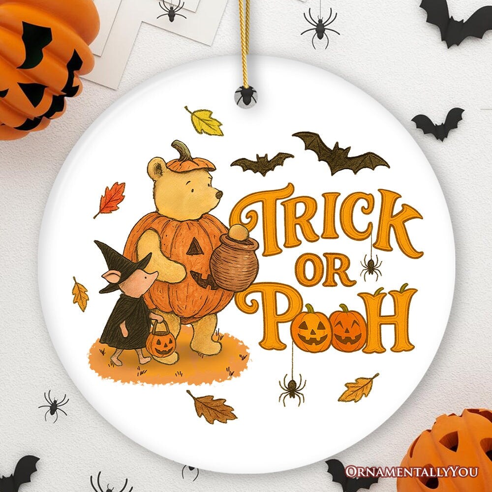 Vintage Trick or Pooh Ornament, Pooh Bear and Friends in Halloween Costume Tree Decor and Keepsake
