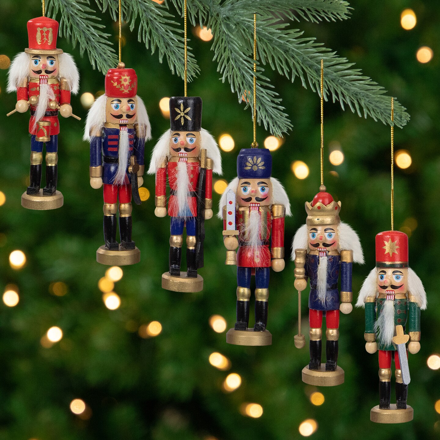 Northlight 6-Count Red and Blue Classic Nutcracker Christmas Ornaments - 5.25 Inches