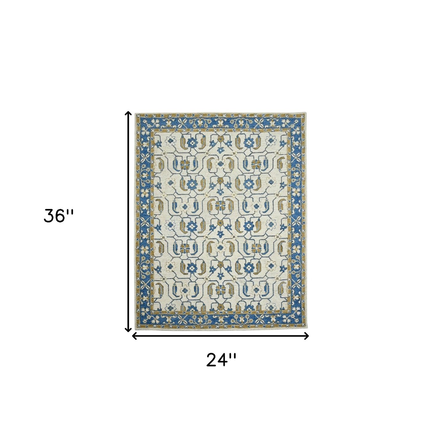Edge Collections - 2' X 3' - Blue - Hand-Hooked Oriental Area Rug for Stylish Spaces - 1 Piece