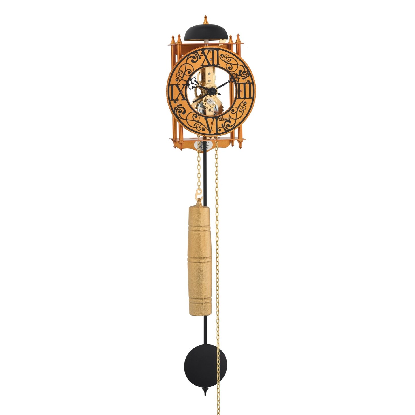 Hermle Skeleton Pendulum Wall Clock - 24" - Orange and Black | Michaels