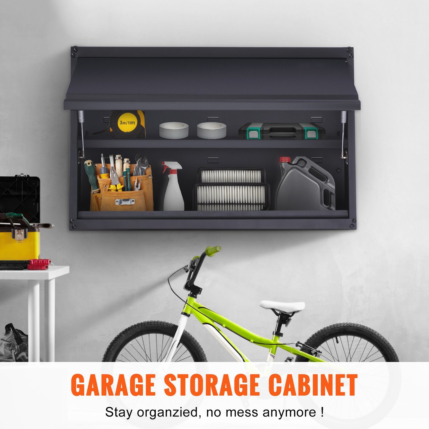 Wall-Mounted Storage Cabinet with Adjustable Shelves for Home or Garage