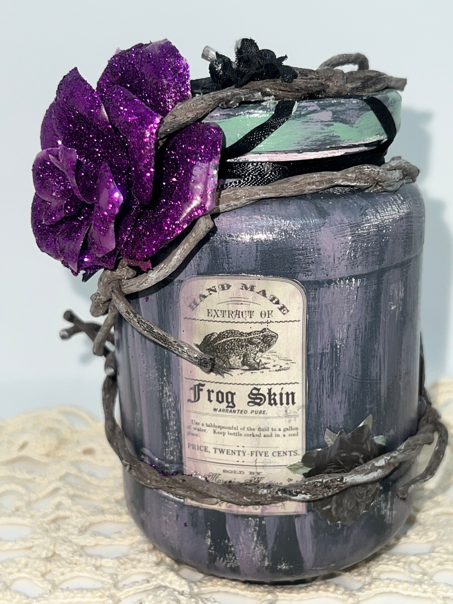 Handmade Decoupage Potion Jar, Upcycled Fall Apothecary, Halloween ...