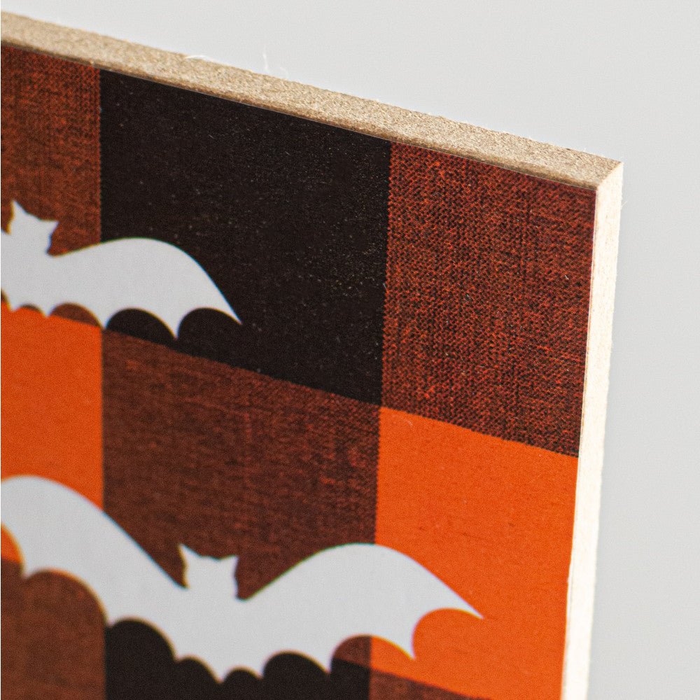12&#x22; Wooden Sign: Happy Halloween Check