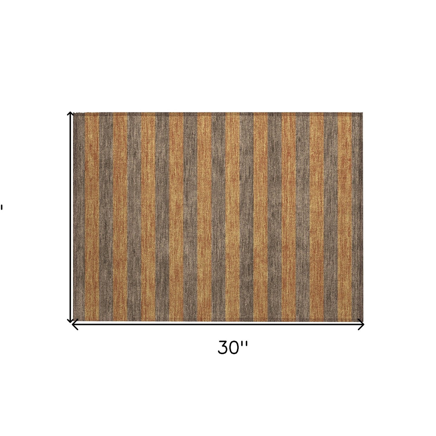 Edge Collections - 2' X 3' - Brown - Striped Washable Non-Skid Area Rug for Indoor and Outdoor Use - 1 Piece