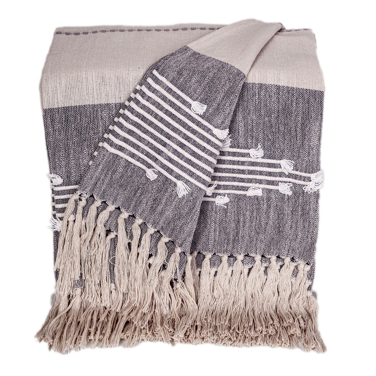 Edge Collections - 50" x 60" - Gray - Cozy Striped Throw Blanket for Sofa Decoration - 1 Piece