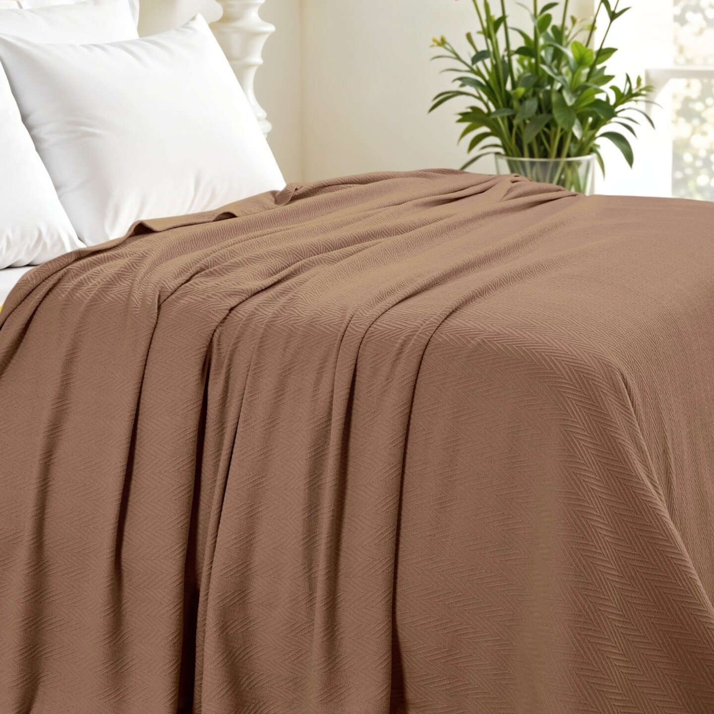 Edge Collections - 90" x 88" - Brown - Chevron Blanket for Year-Round Comfort and Style - 1 Piece