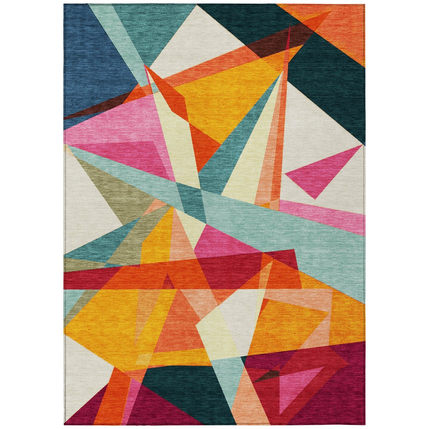 Edge Collections - 8' x 10' - Multicolor - Indoor and Outdoor Use Geometric Area Rug for Washable - 1 Piece