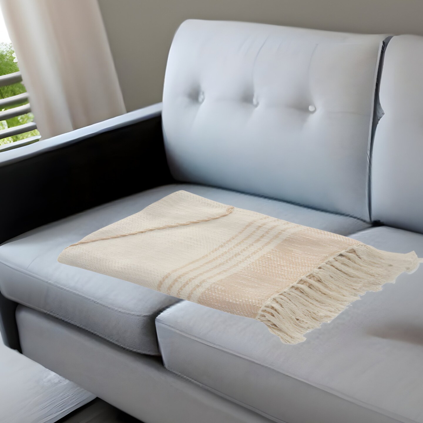 Edge Collections - 60" x 50" - White - Cozy and Versatile Striped Throw Blanket for Any Room - 1 Piece