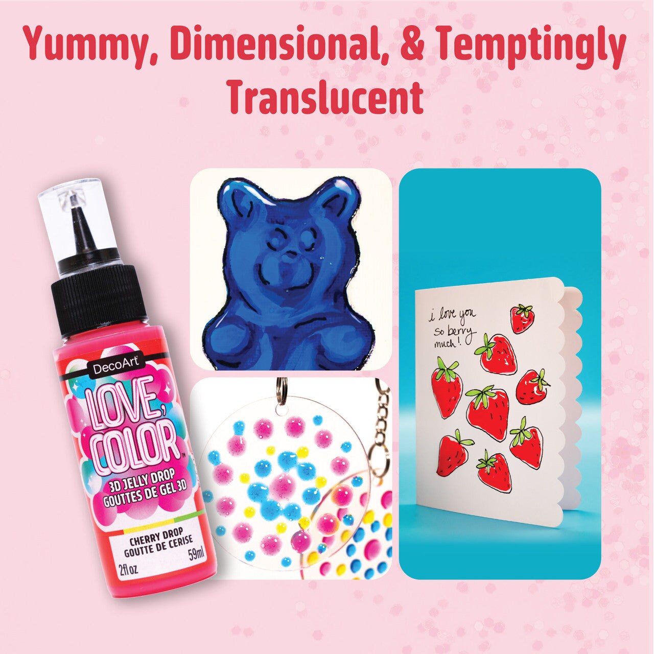 DecoArt Love Color 3D Jelly Drops High Gloss Acrylic Paint Set 6 colors with 3D Effect