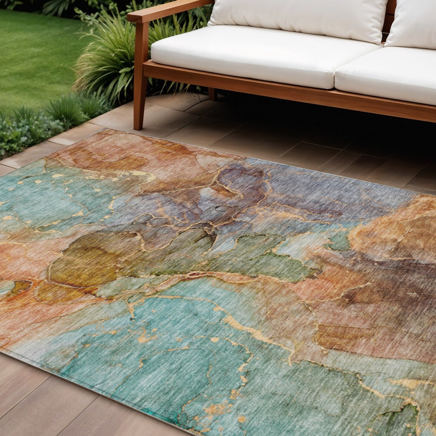 Edge Collections - 9' x 12' - Multicolor - Artistic Abstract Washable Area Rug for Indoor and Outdoor Use - 1 Piece
