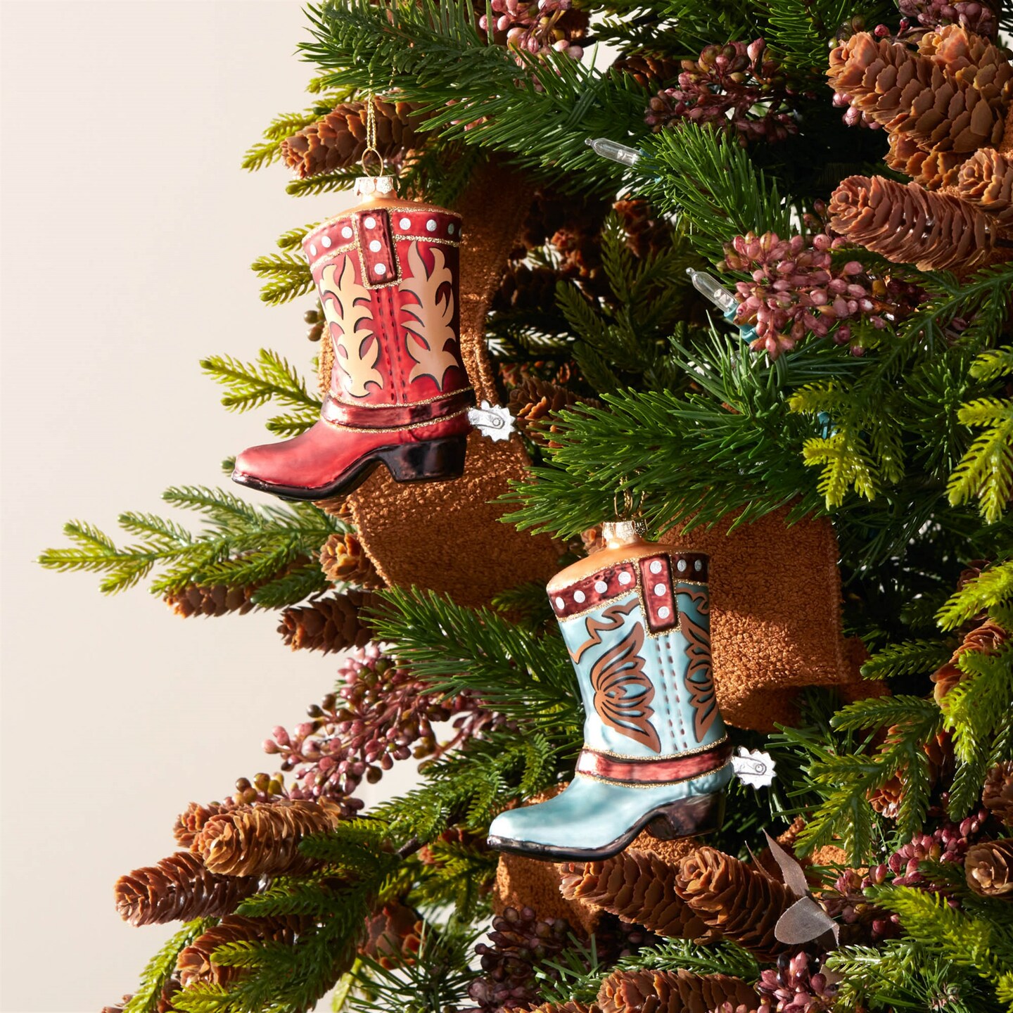 Melrose Cowboy Boot Glass Christmas Ornaments - 4.25&#x22; - 6ct