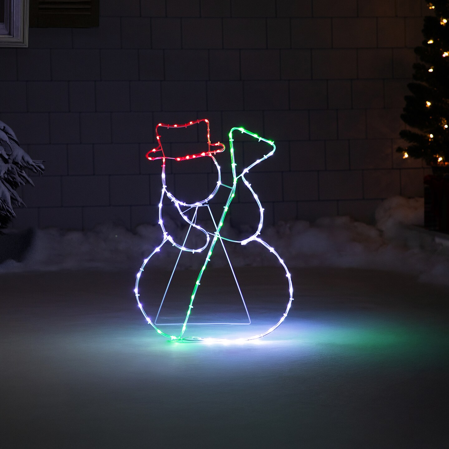 Northlight 28" Lighted Standing Snowman Silhouette Outdoor Christmas Decoration