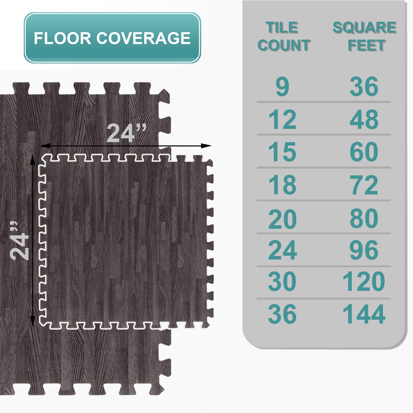 Sorbus Wood Grain Floor Tiles Foam Mat EVA Interlocking Mats Tile 3/8-Inch Thick Flooring Wood Puzzle Exercise Mats w/ Borders