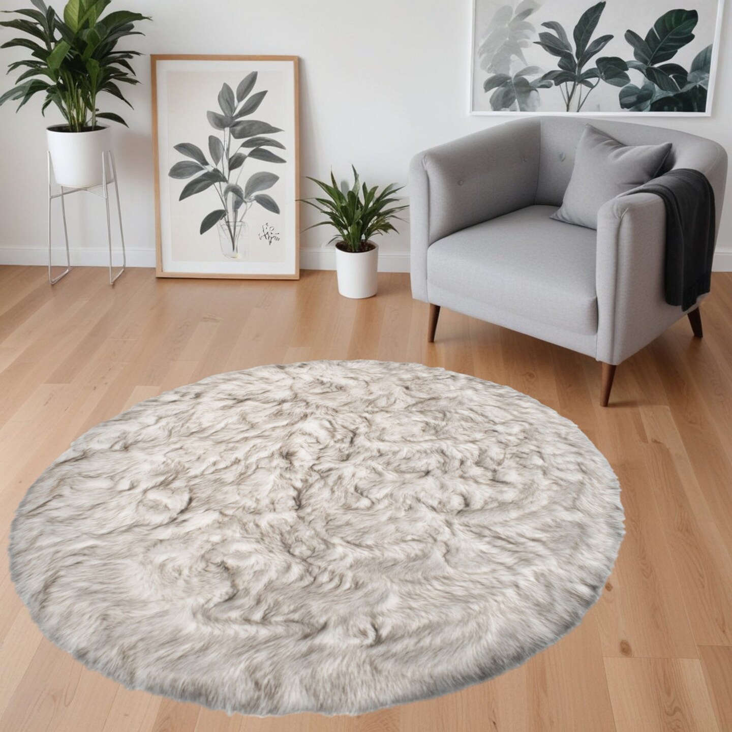 Edge Collections - 6&#x27; x 6&#x27; - Brown - Chic Ombre Round Area Rug for Cozy Spaces - 1 Piece