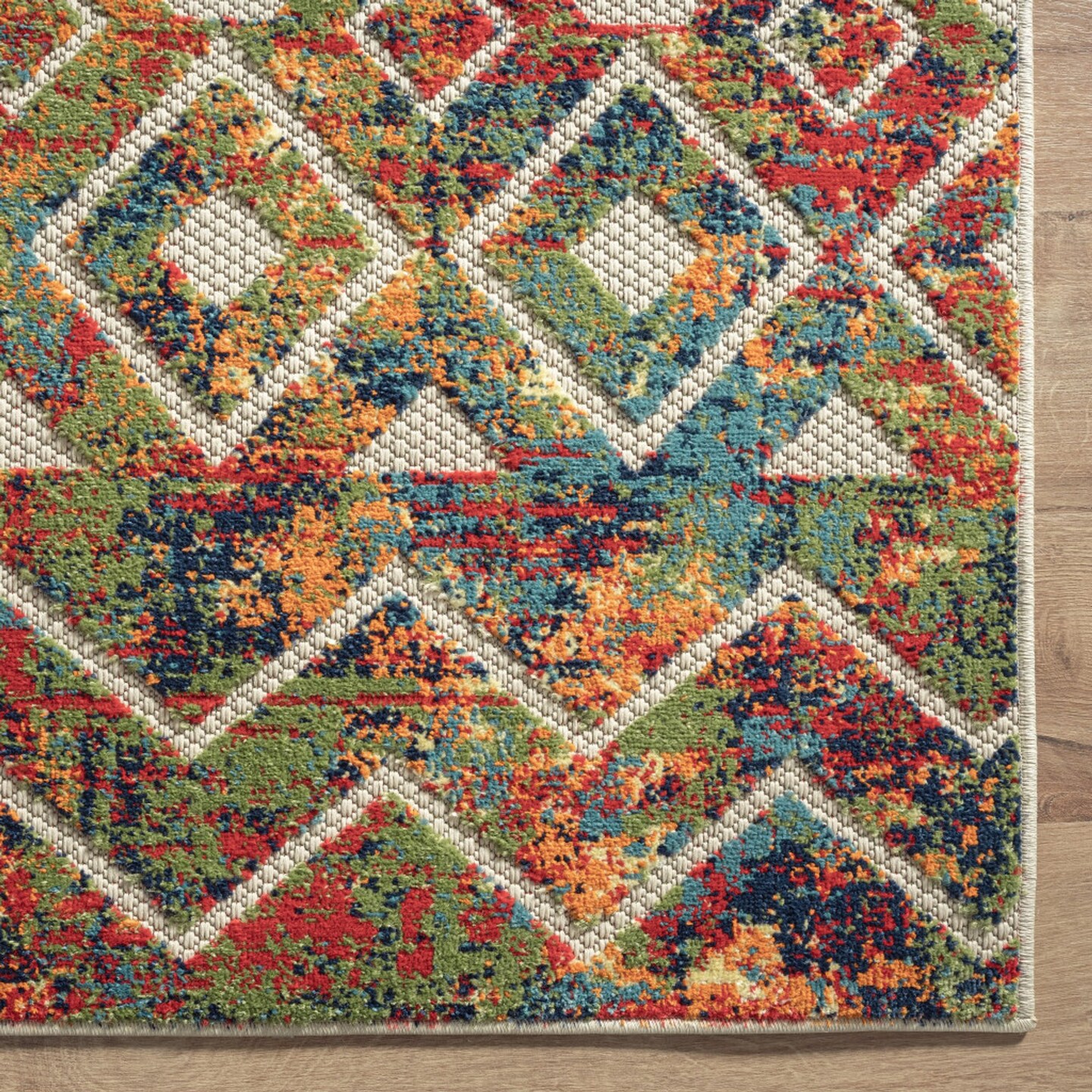 Edge Collections - 8' x 10' - Multicolor - Geometric Non-Skid Area Rug for Indoor and Outdoor Use - 1 Piece