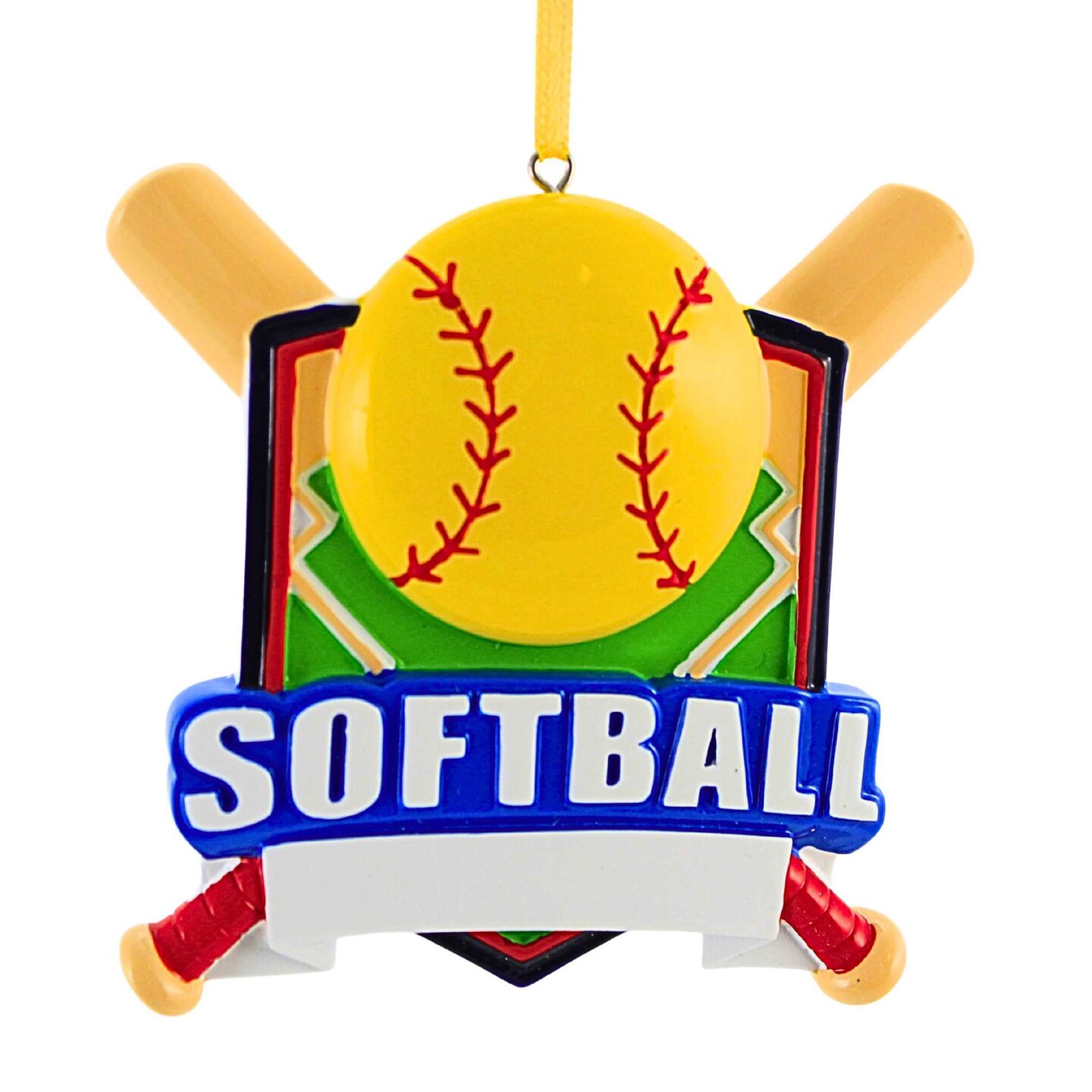Polarx 3.5 Inch Softball Shield Christmas Tree Ornament , Softball Bats Field