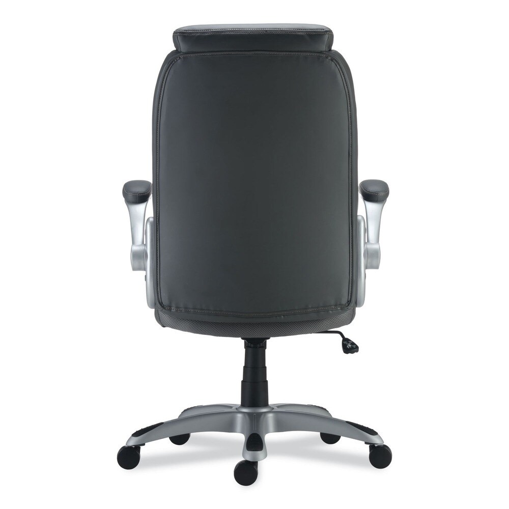 Alera Leithen Bonded Leather Midback Chair Supports Up to 275 lbs. - Gray/Silver