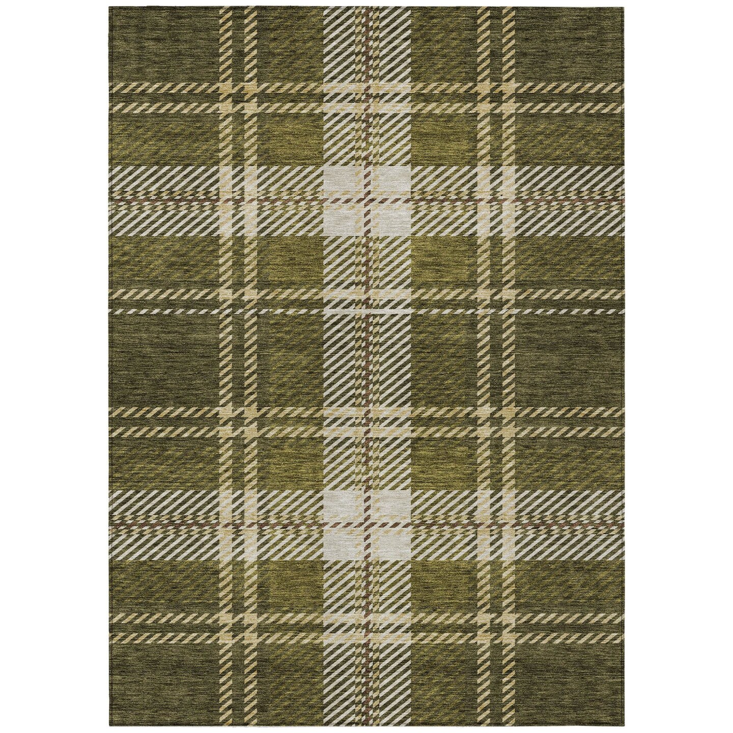 Edge Collections - 8' x 10' - Green - Plaid Washable Indoor Outdoor Area Rug - 1 Piece