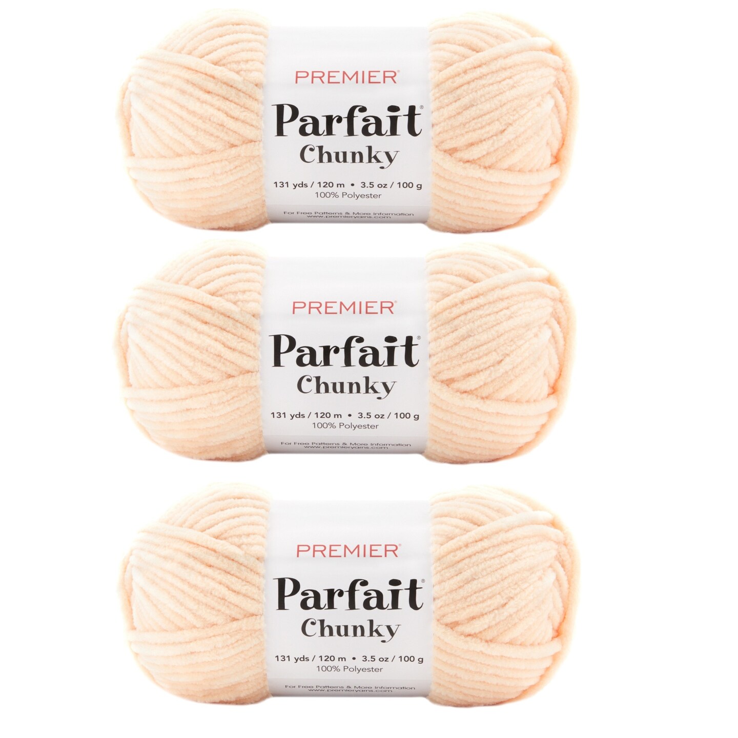Multipack of 3 - Premier Parfait Chunky Yarn-Peach