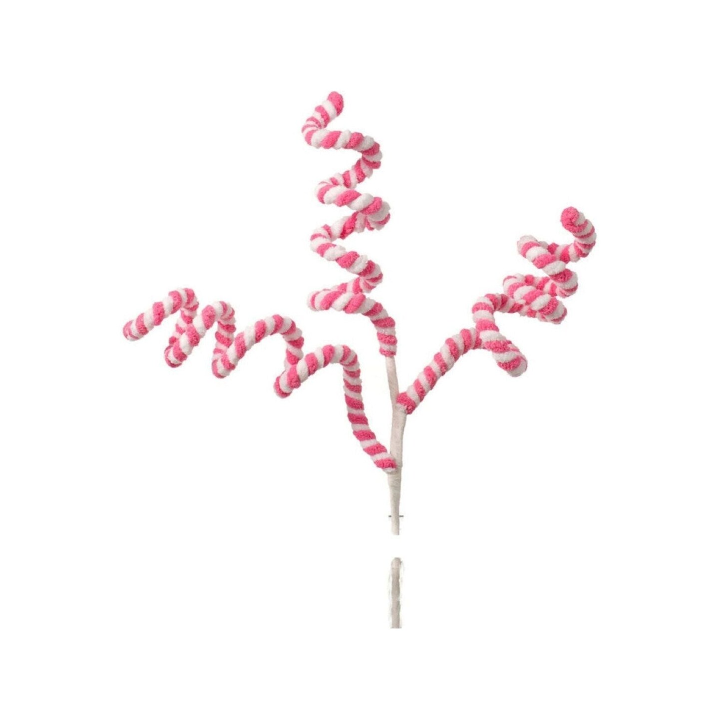 16&#x22; Peppermint Curly Chenille Pick: Pink &#x26; White