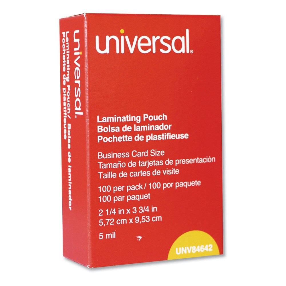 Universal 3.75 in. x 2.25 in. 5 mil Laminating Pouches - Gloss Clear (100/Box)