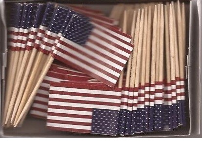 100 USA Toothpick Flags, 100 Cupcake Flag Toothpicks or Cocktail Picks