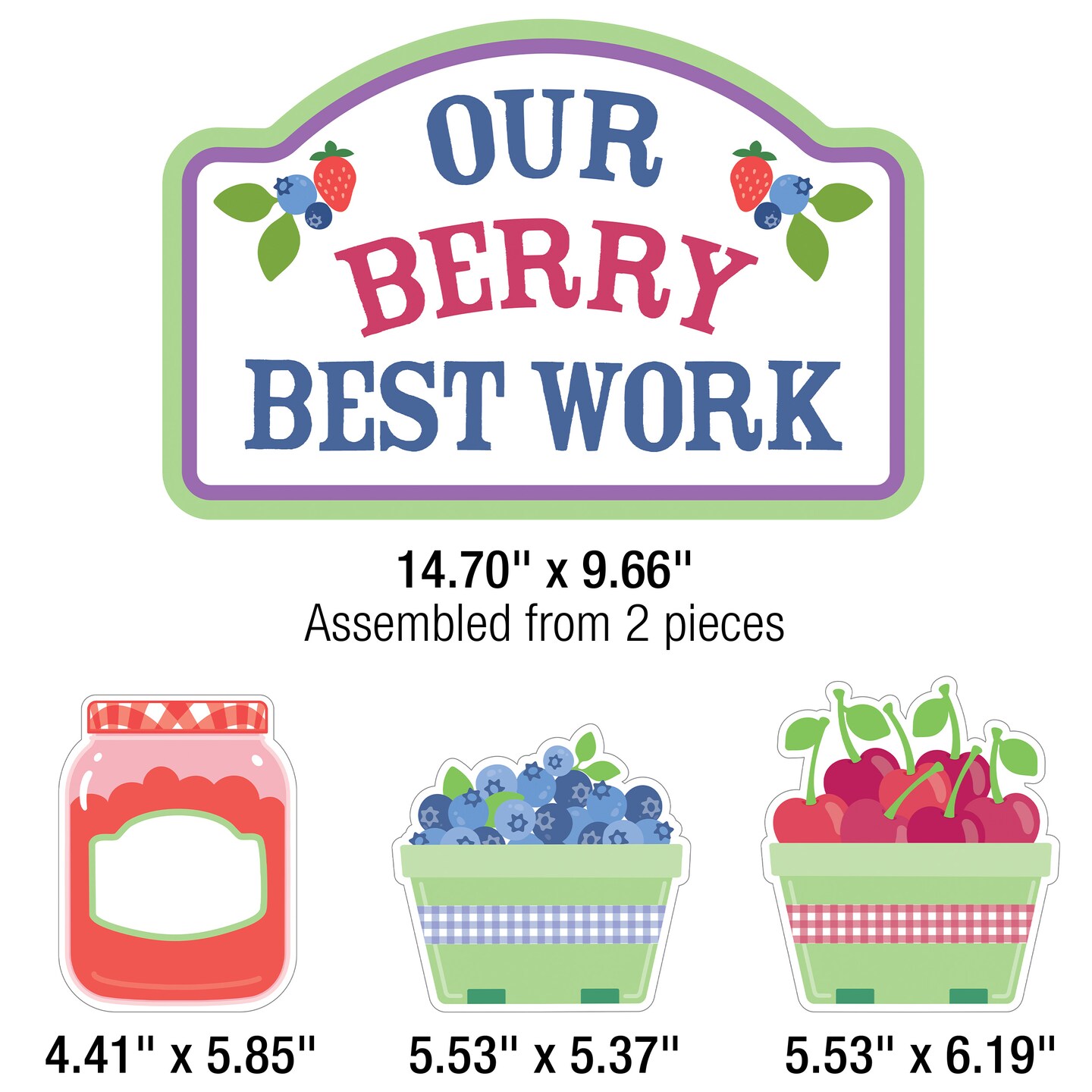 Carson Dellosa Growing Hearts and Minds 61pc Prepunched Bulletin Board Set, Happy and Positive Learning Environment, Farmers Market Theme Decorations for Homeschool and Classroom Decor