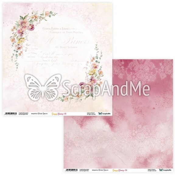 ScrapAndMe “Sunny Blooms” 12x12 Scrapbook Paper Pack | 5 Double-Sided Sheets | Romantic Pastel Floral Designs