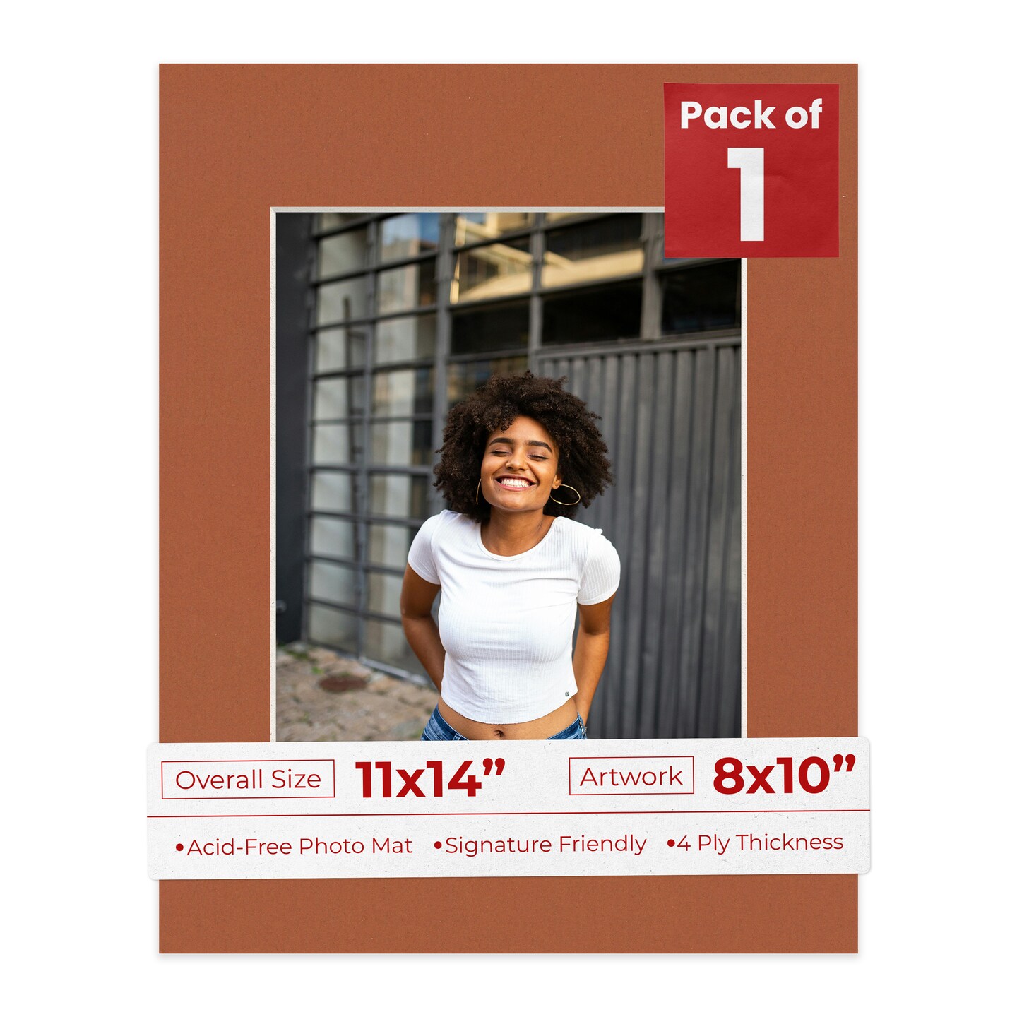 Terra-cotta Red Mat Board for 11x14 Frames - Fits 8x10 Photos