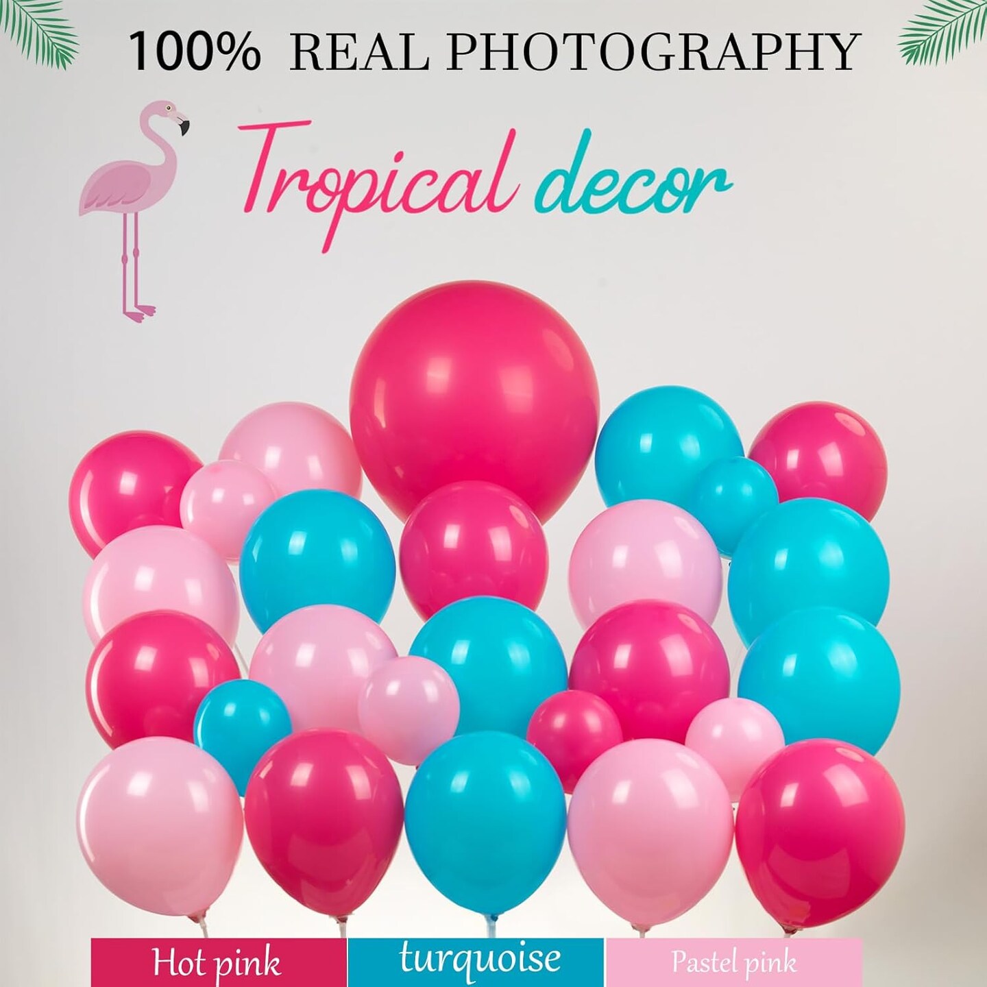 Tropical Hot Pink Teal Blue Balloon Garland arch kit 152 Pcs with Pastel Pink DIY Long Colored Balloons for Summer aloha Birthday Baby shower Gender reveal Hawaii cartoon Theme Decoration Supplies